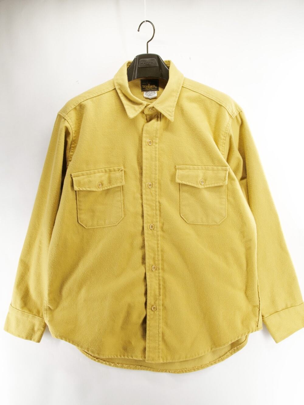 Vintage Deerskin Melton Shirt Co Flannel Chamois Mens XL Yellow Made in USA